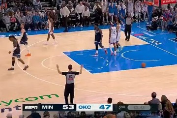 九游娱乐官网-半场：雷霆以47-53落后森林狼，兰德尔12中6砍下17分6篮板